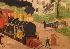 Albert Davies American 1889-1967 View of Chester NH train Station