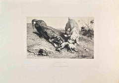 La Curee d'Un Lapin - Etching by Albert de Balleroy - 1862