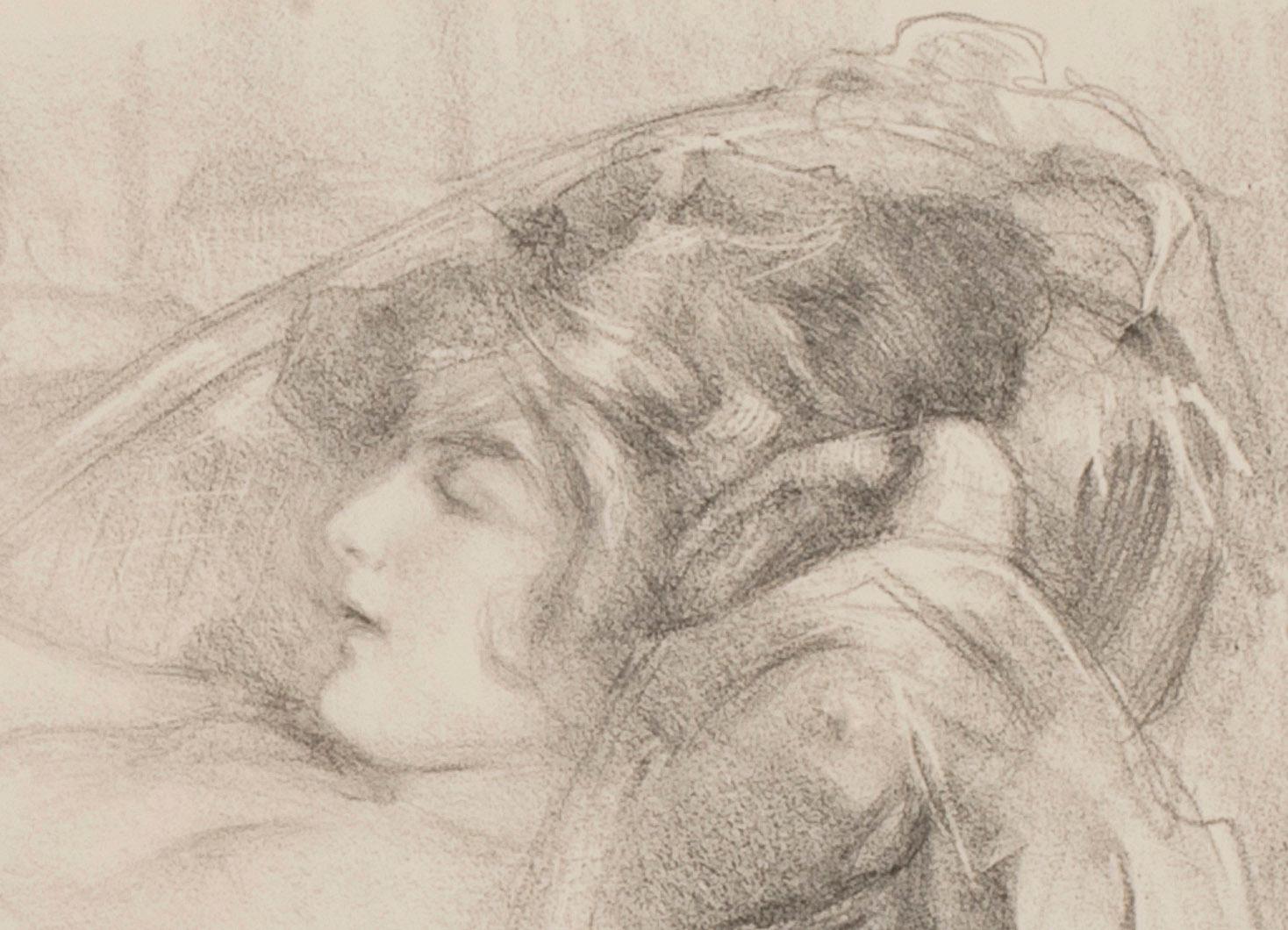Nu couché tenant un collier - Print de Albert de Belleroche