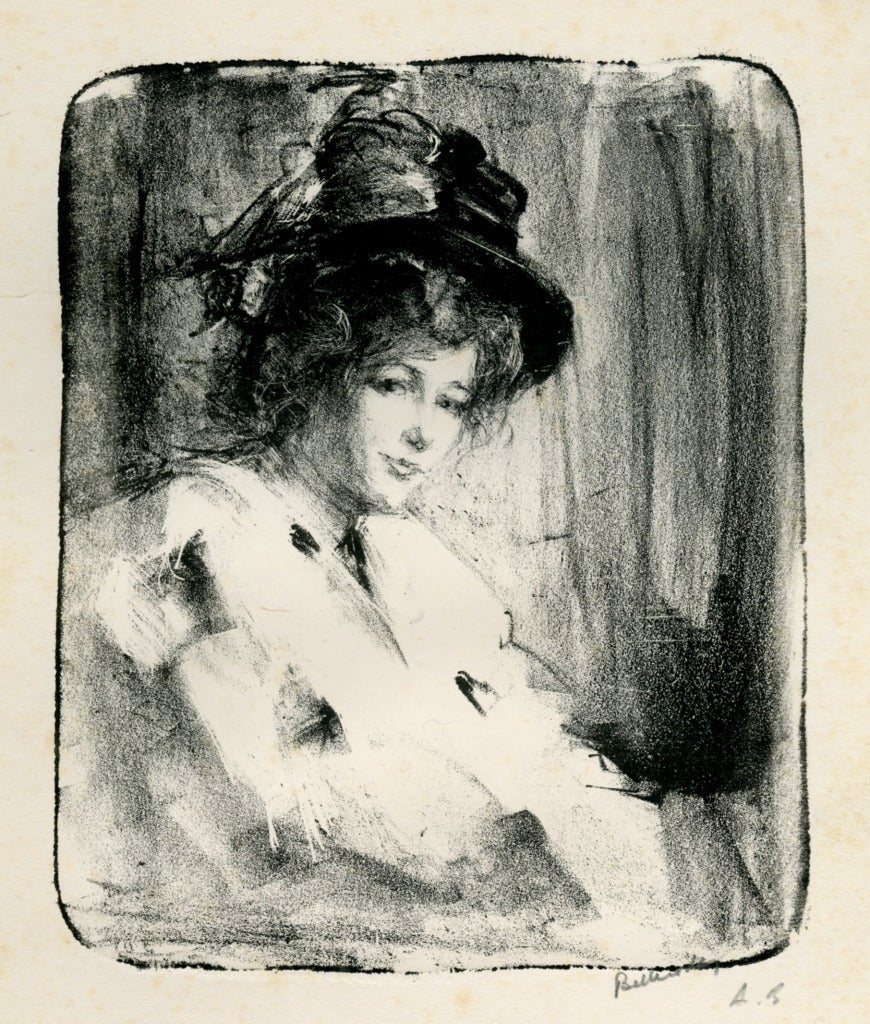 Portrait Print de Albert de Belleroche - El pañuelo de armiño