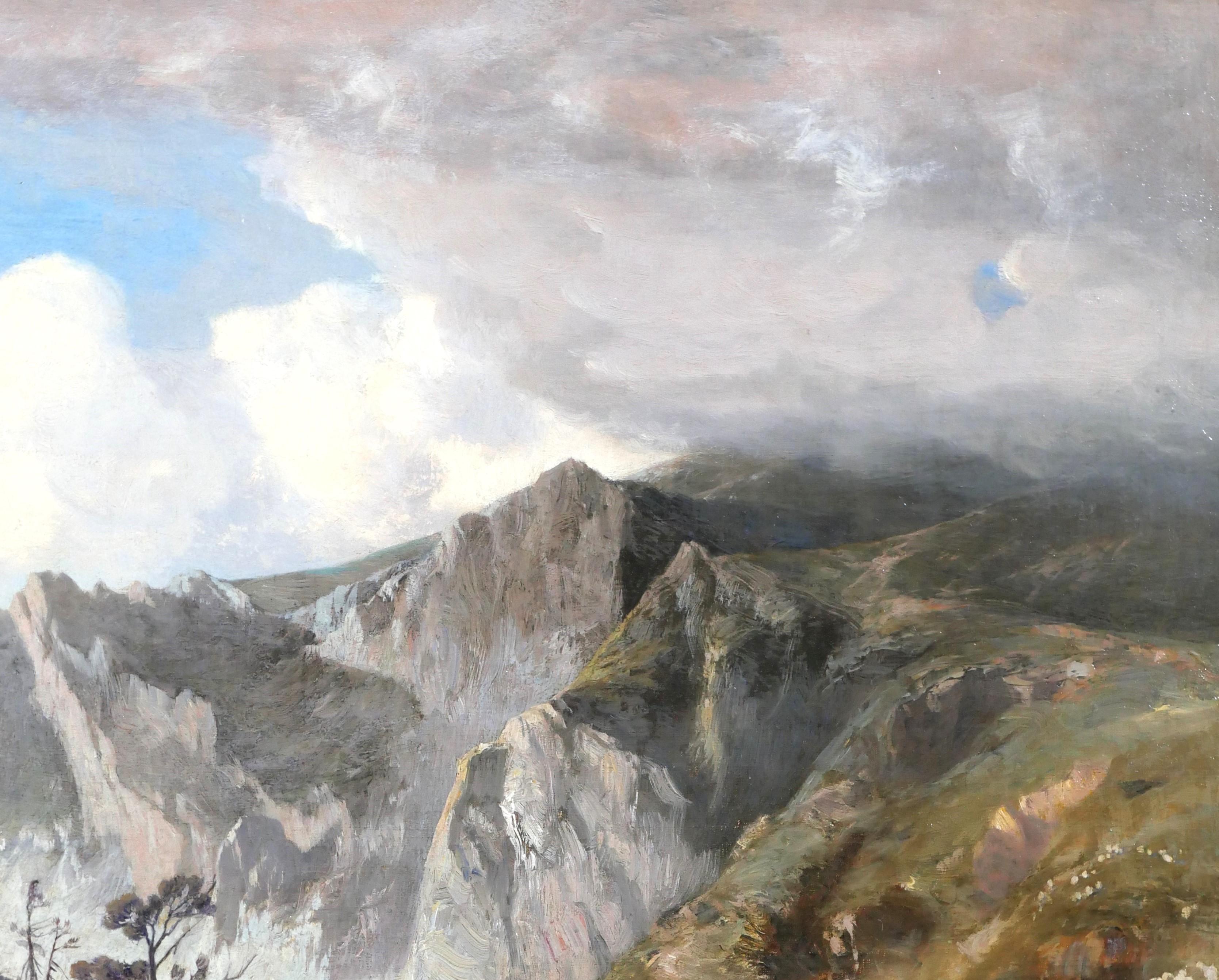 Mountain landscape with shepherd For Sale 3