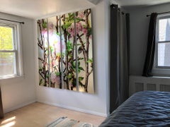 CHERRY BLOSSOM TRIPTYCH, large scale (66 x 59 ") on Dibond under Acrylic glass