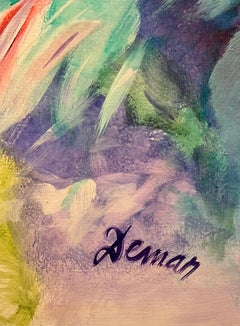 Abstrakte Komposition von Albert Deman - Öl auf Leinwand - 97x130 cm