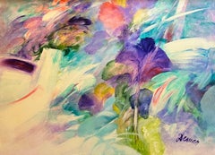 Composition abstraite d'Albert Deman - Huile sur toile, 97x130 cm