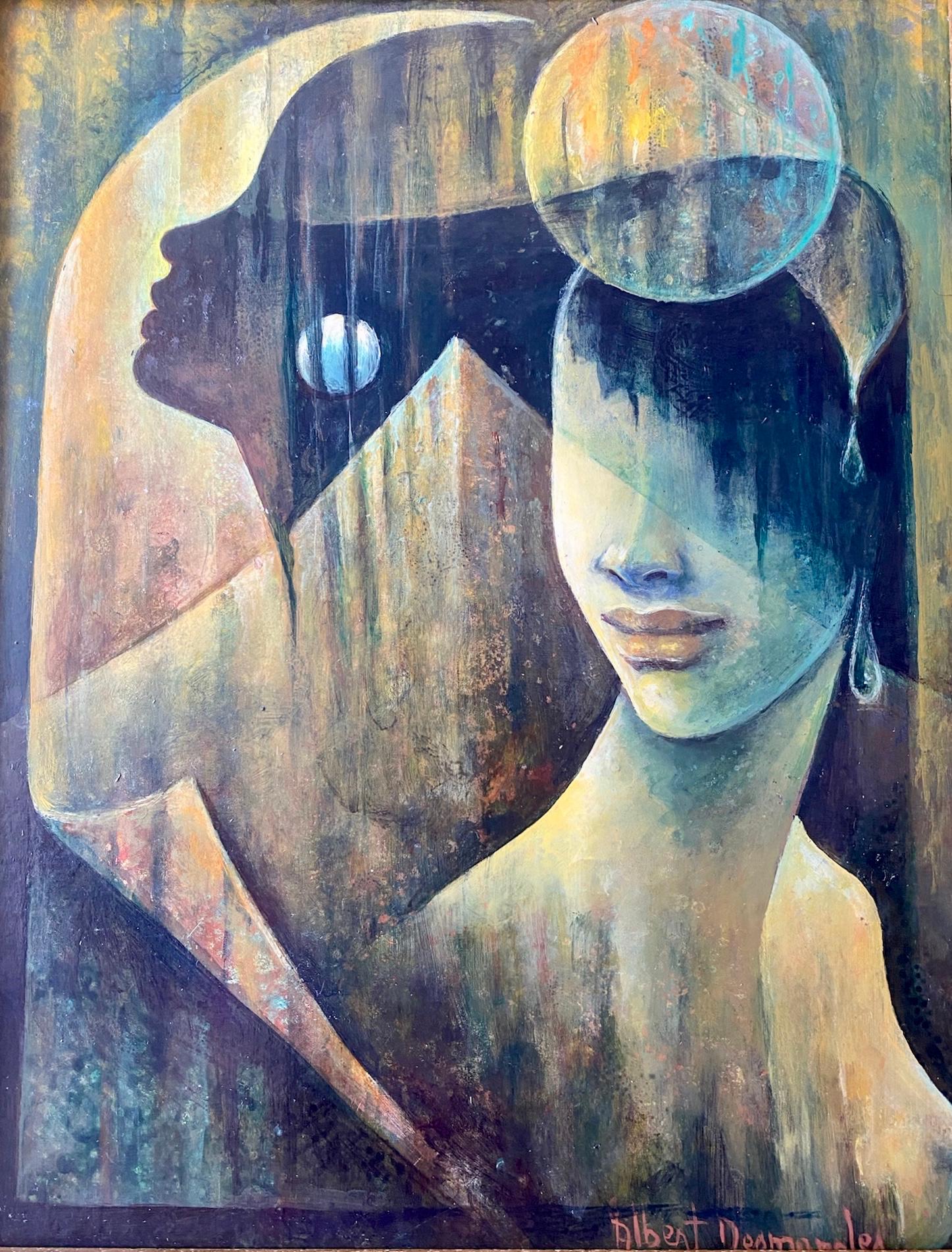 Mystisches Porträt, Universelle Frau Haitianische Schule der Schönheit Karibische Malerei – Painting von Albert Desmangles