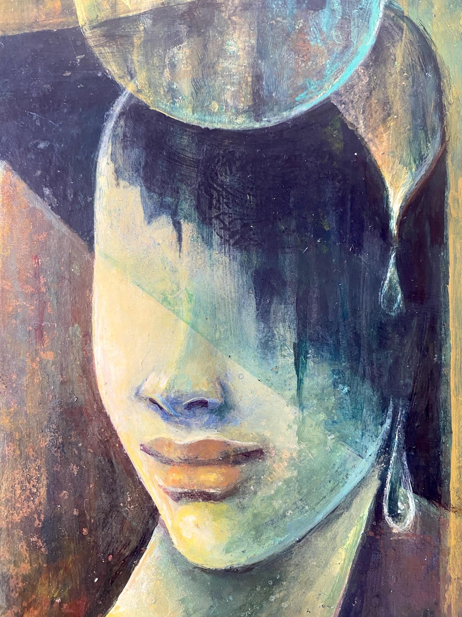 Mystisches Porträt, Universelle Frau Haitianische Schule der Schönheit Karibische Malerei (Kubismus), Painting, von Albert Desmangles