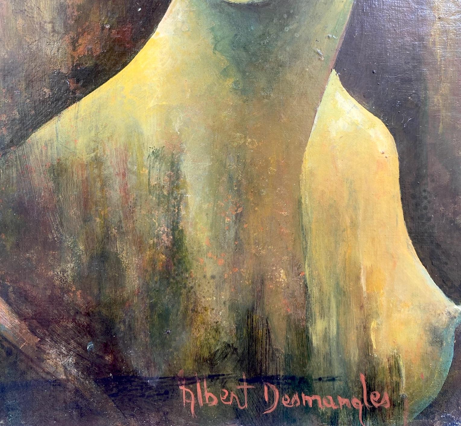 Mystisches Porträt, Universelle Frau Haitianische Schule der Schönheit Karibische Malerei (Braun), Figurative Painting, von Albert Desmangles