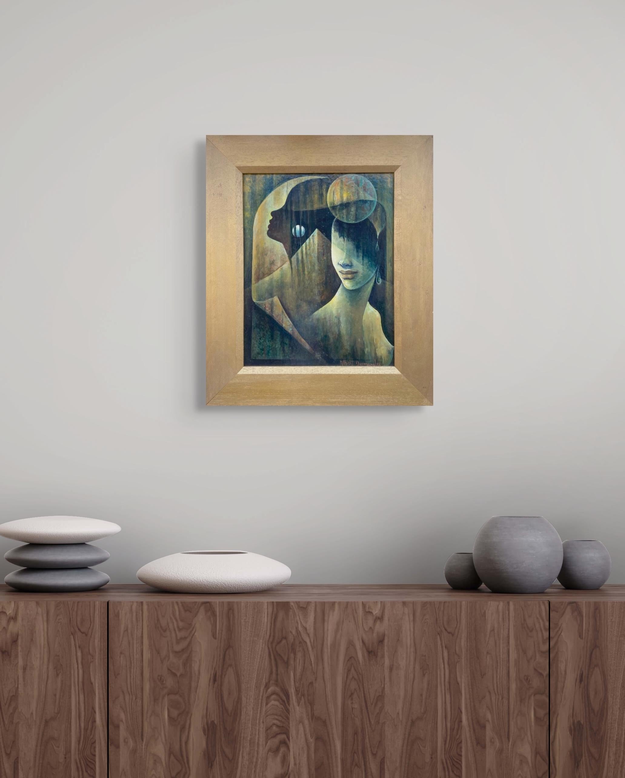 Mystisches Porträt, Universelle Frau Haitianische Schule der Schönheit Karibische Malerei im Angebot 2