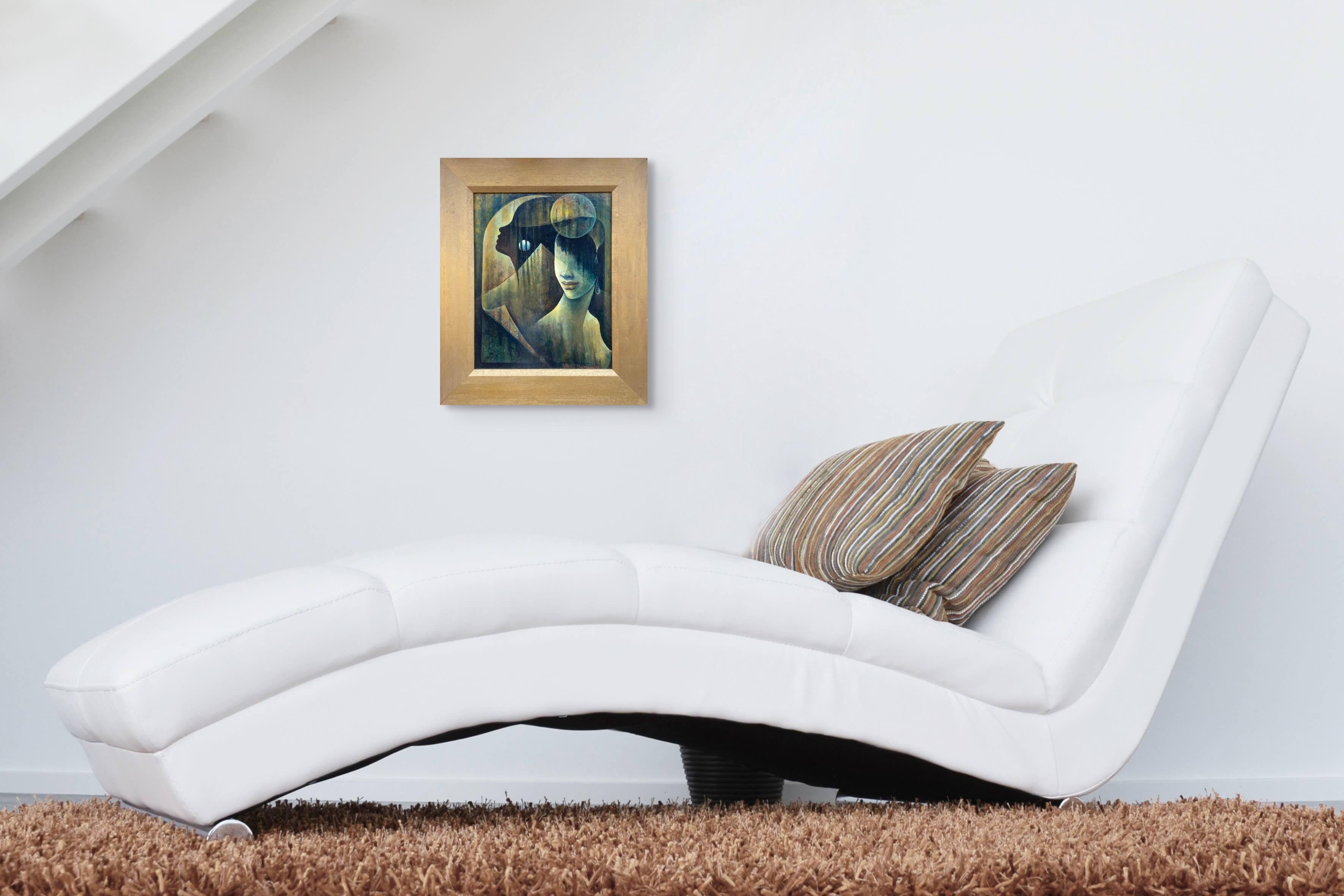 Mystisches Porträt, Universelle Frau Haitianische Schule der Schönheit Karibische Malerei im Angebot 3