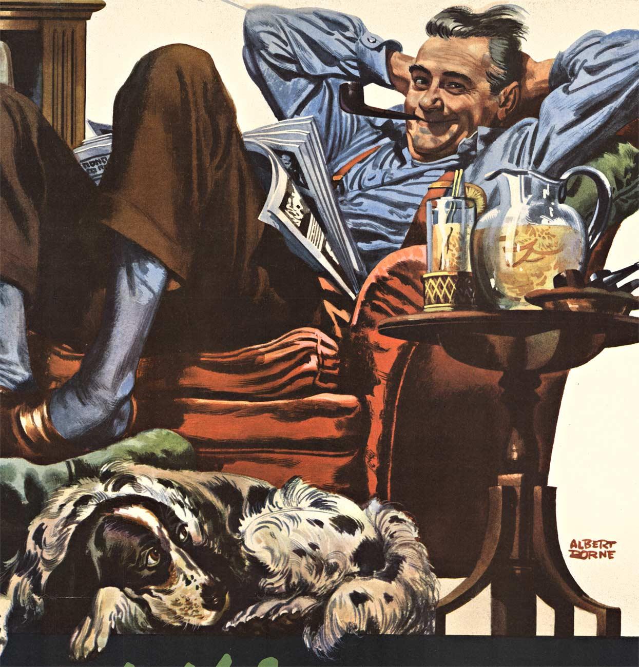 Original « Me Travel?  pas cet été  Affiche vintage Vacation At Home  1945 - Réalisme américain Print par Albert Dorne