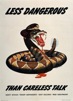 Original Vintage WWII Poster Less Dangerous Than Careless Talk von Albert Dorne