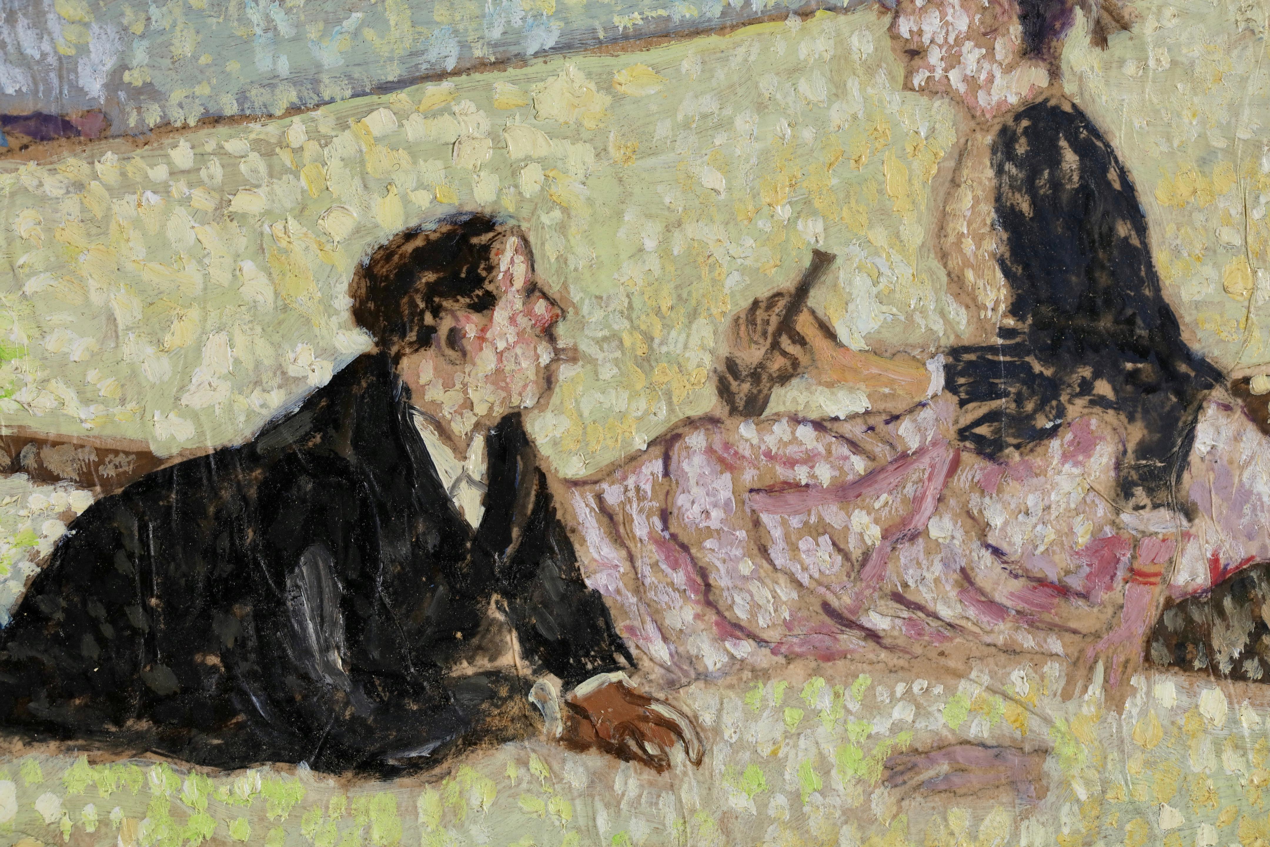 Picnic sulla Senna - Olio figurativo impressionista di Albert Dubois-Pillet in vendita 4