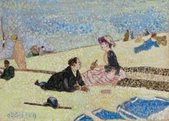 Picnic by the Seine - Impressionist Figurative Oil by Albert Dubois-Pillet