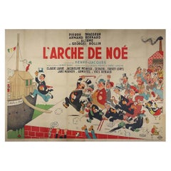 Original 1946 French cinema poster illustrated by Albert Dubout - L'arche de Noé