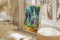 Eucalyptus Forest Tree, Expressionist Landscape, Modern Gestual, Earth Tones