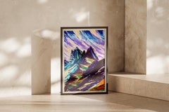 Hike to the Mountain Peak, Expressionist Landscape Painting, Earth Tones Gesture
