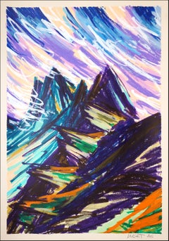 Hike to the Mountain Peak, Expressionist Landscape Painting, Earth Tones Gesture