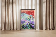 Wild blühender Lavendel, abstrakte expressionistische Landschaft, wilde Blumen Prärie