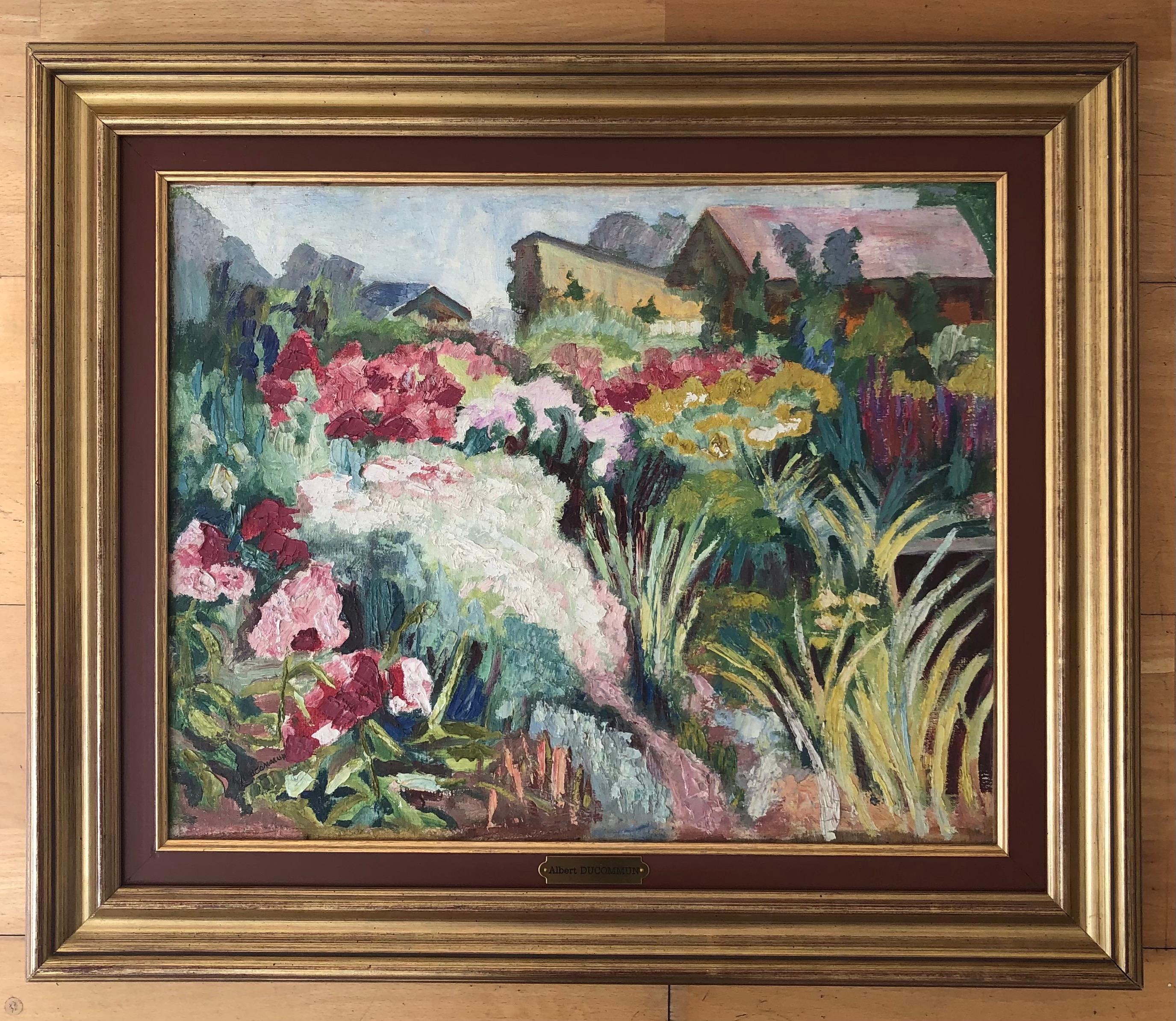 Flowery landscape - Painting by Albert Ducommun