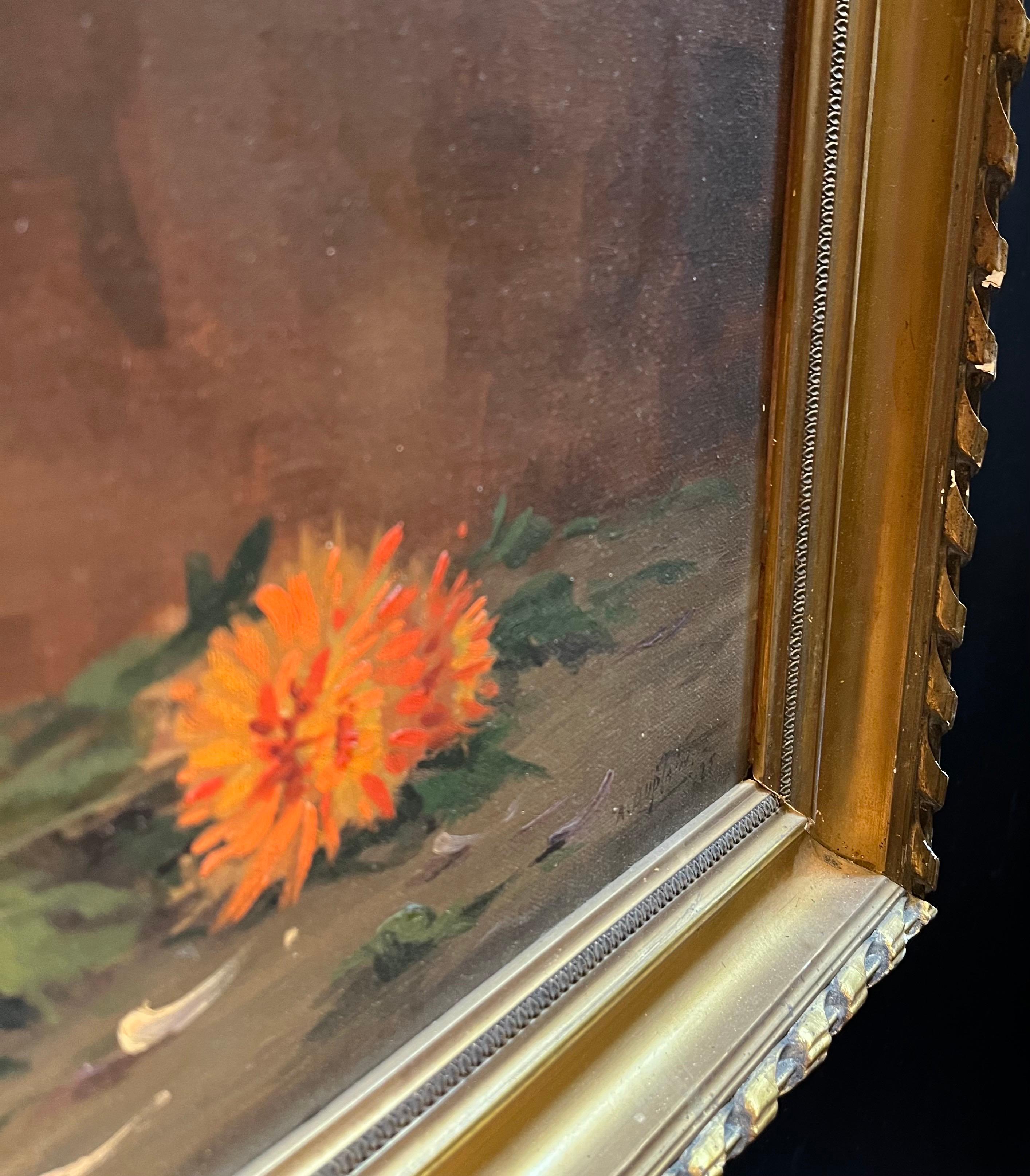 Blumen in einer großen Vase von Albert Duplain - Öl auf Leinwand 62x74 cm im Angebot 9