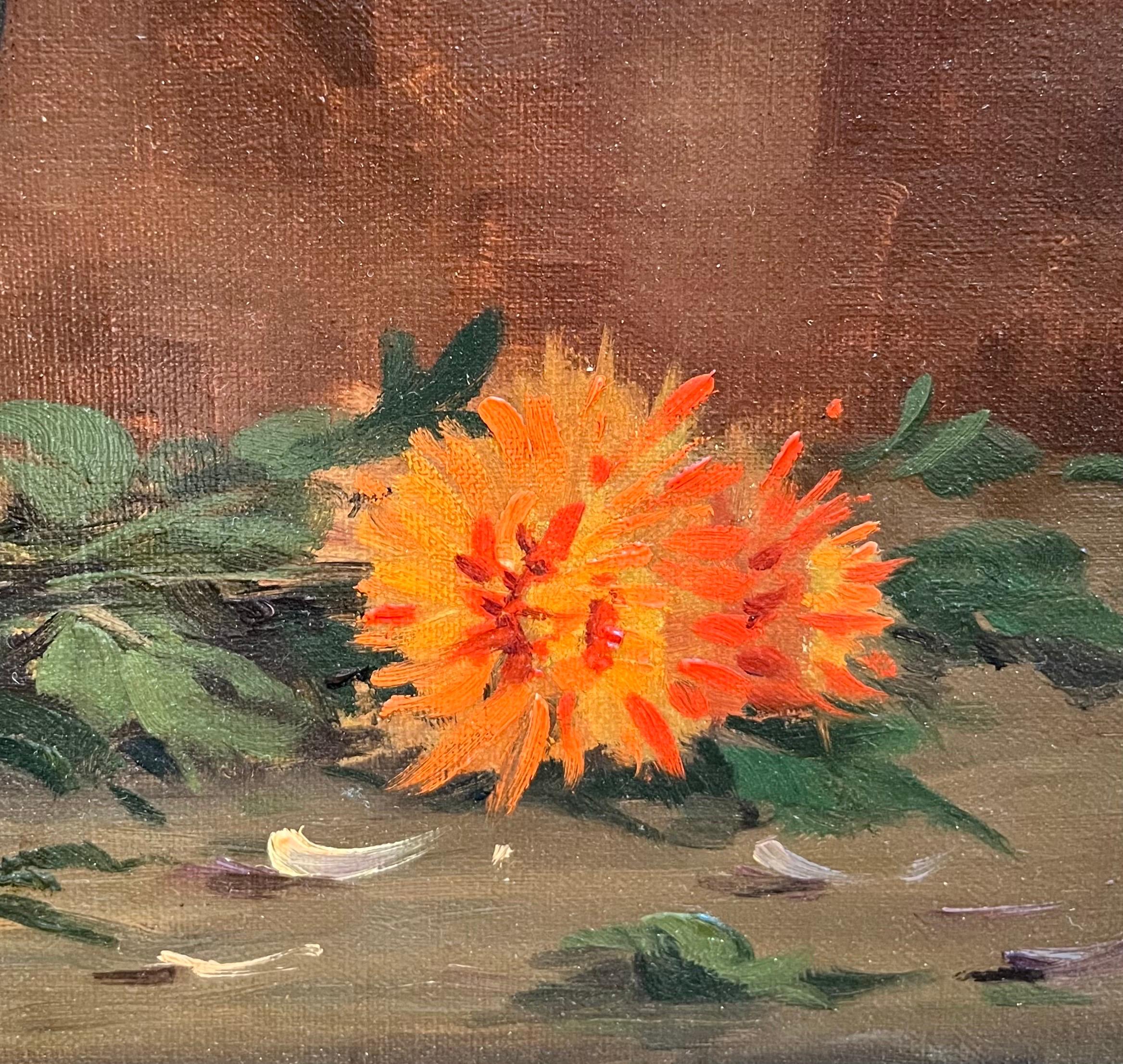 Blumen in einer großen Vase von Albert Duplain - Öl auf Leinwand 62x74 cm im Angebot 2
