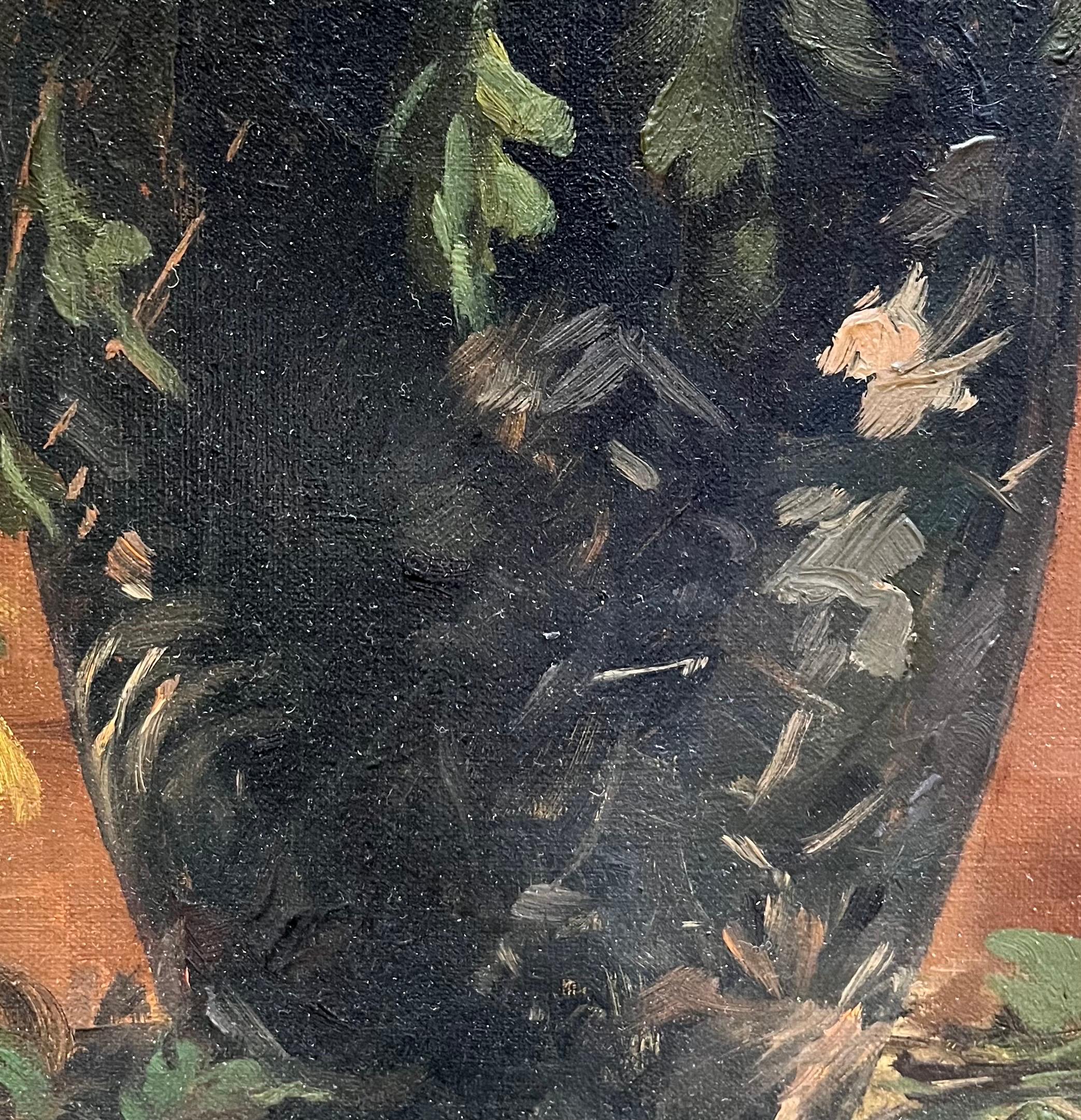 Blumen in einer großen Vase von Albert Duplain - Öl auf Leinwand 62x74 cm im Angebot 3