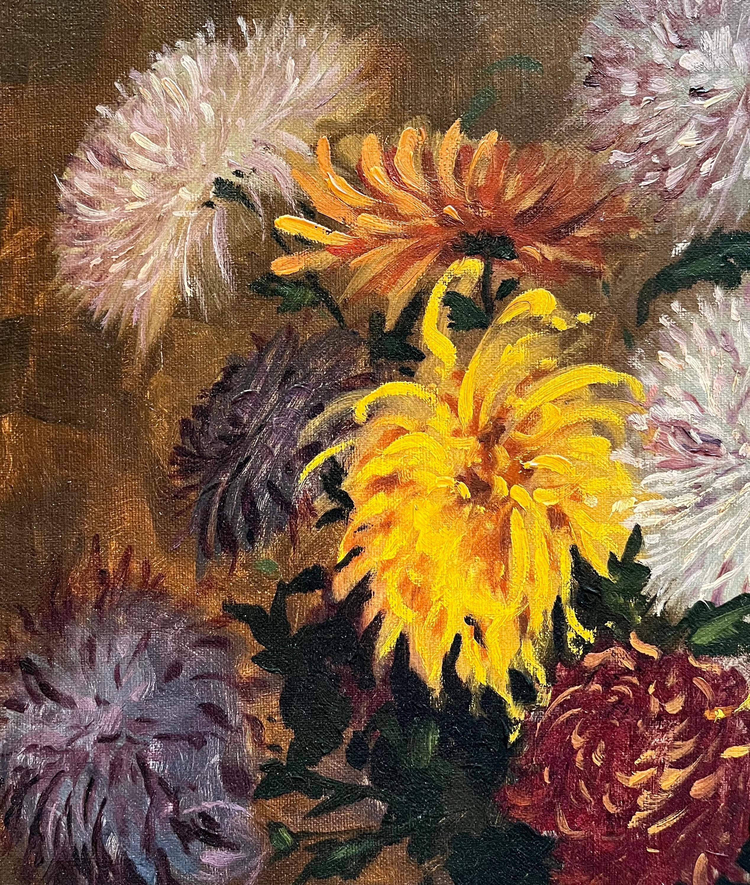 Blumen in einer großen Vase von Albert Duplain - Öl auf Leinwand 62x74 cm im Angebot 6