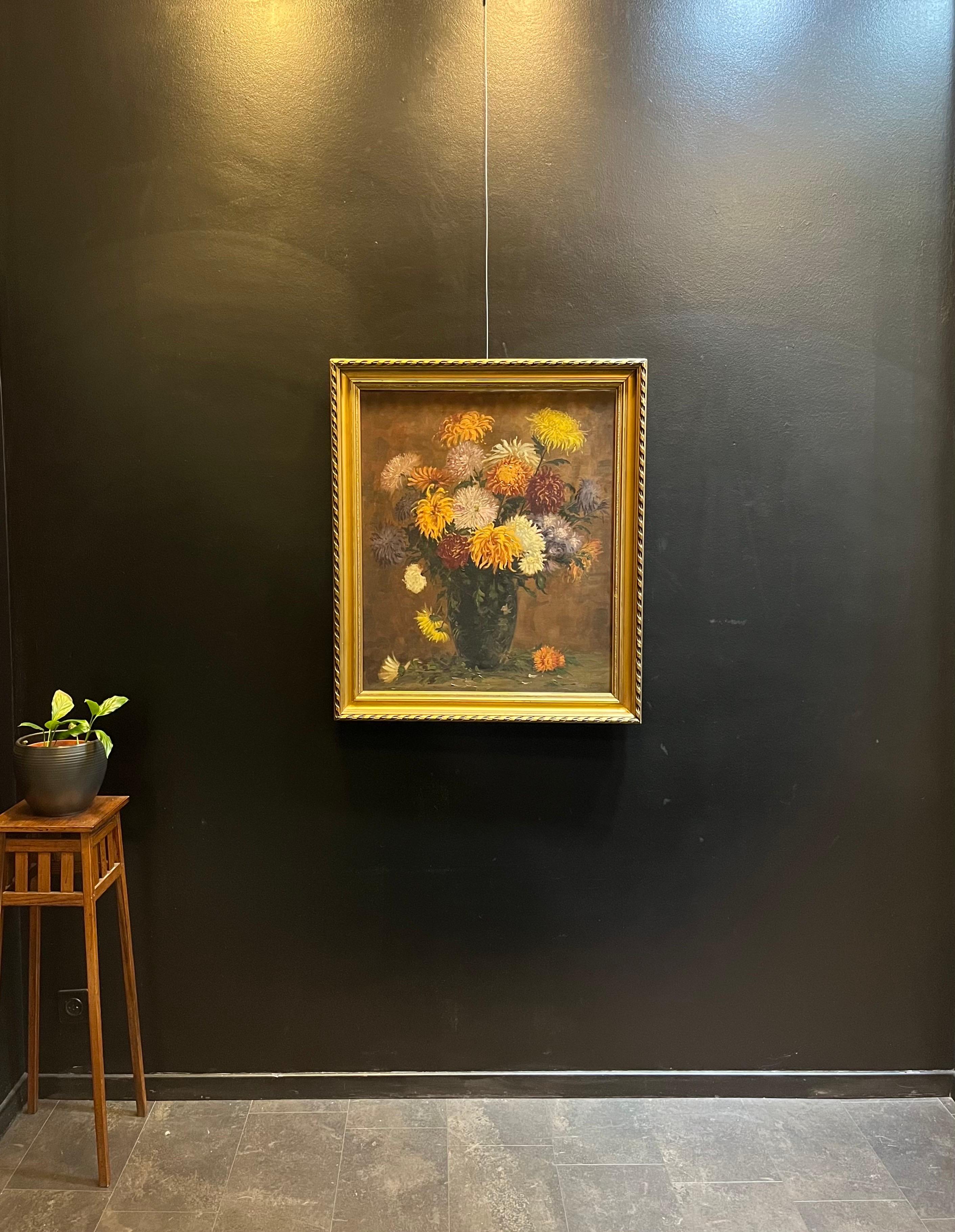 Blumen in einer großen Vase von Albert Duplain - Öl auf Leinwand 62x74 cm im Angebot 7