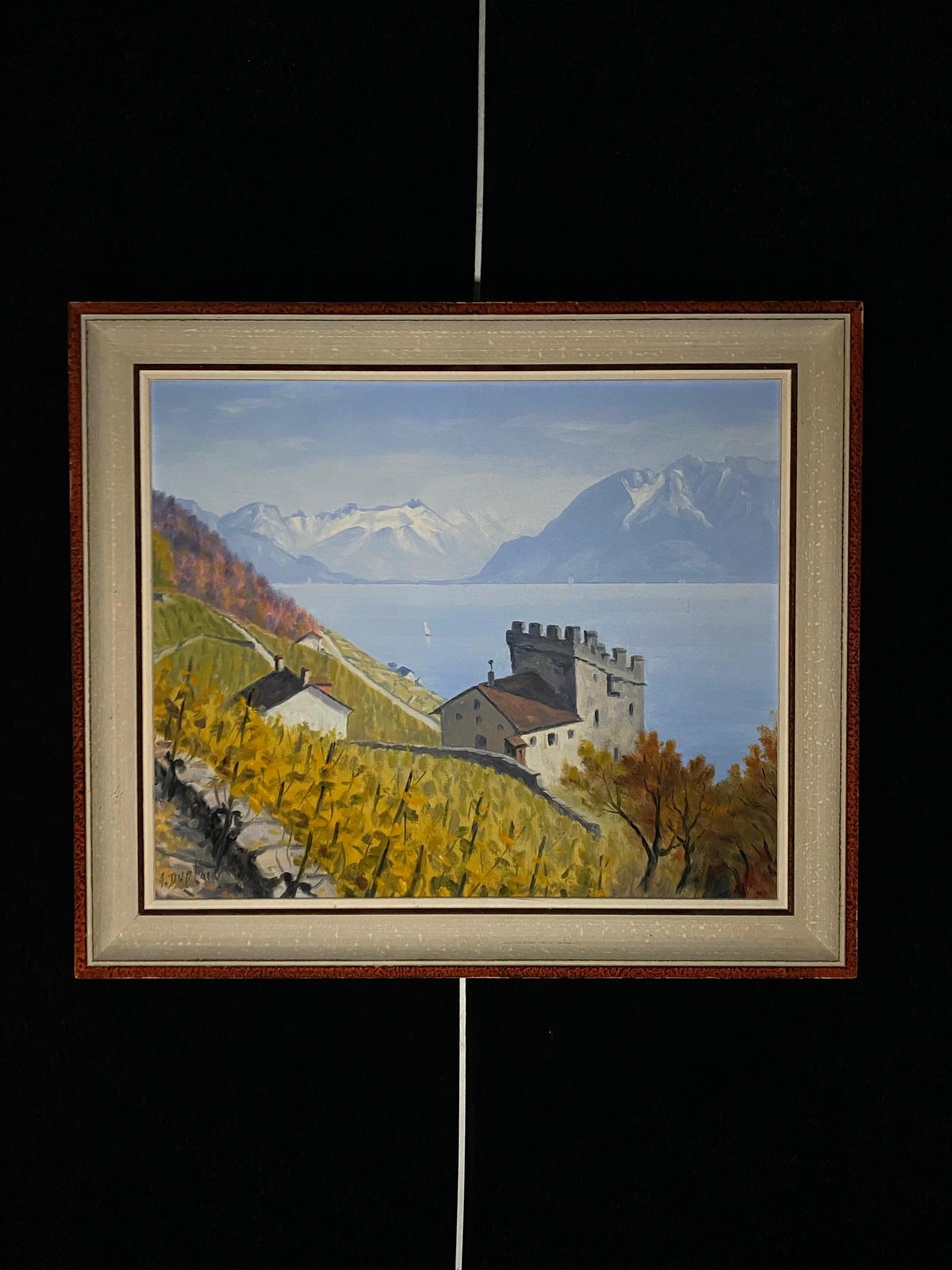 Schweizer Künstler, geboren 1890. Gestorben 1978.
Arbeit auf Leinwand mit Rahmen 
Gesamtgröße mit Rahmen ist 49x42 cm