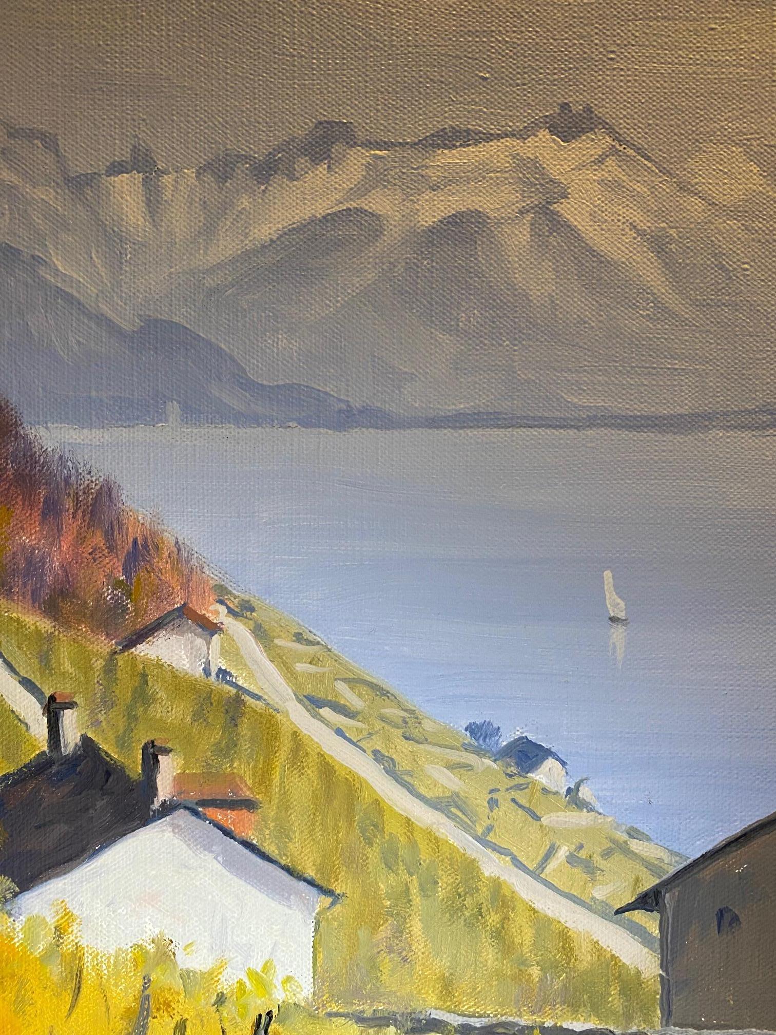 Leman Lake, Switzerland by Albert Duplain - Oil on canvas 35x41 cm 3