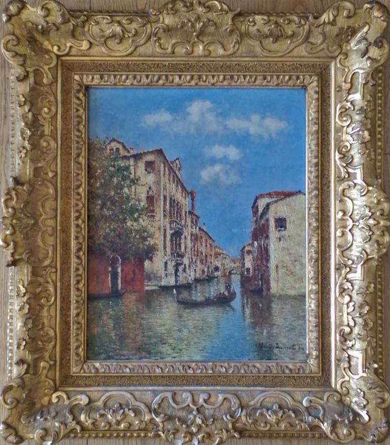 Gondola on a Venetian Canal - Painting by Albert Duprat
