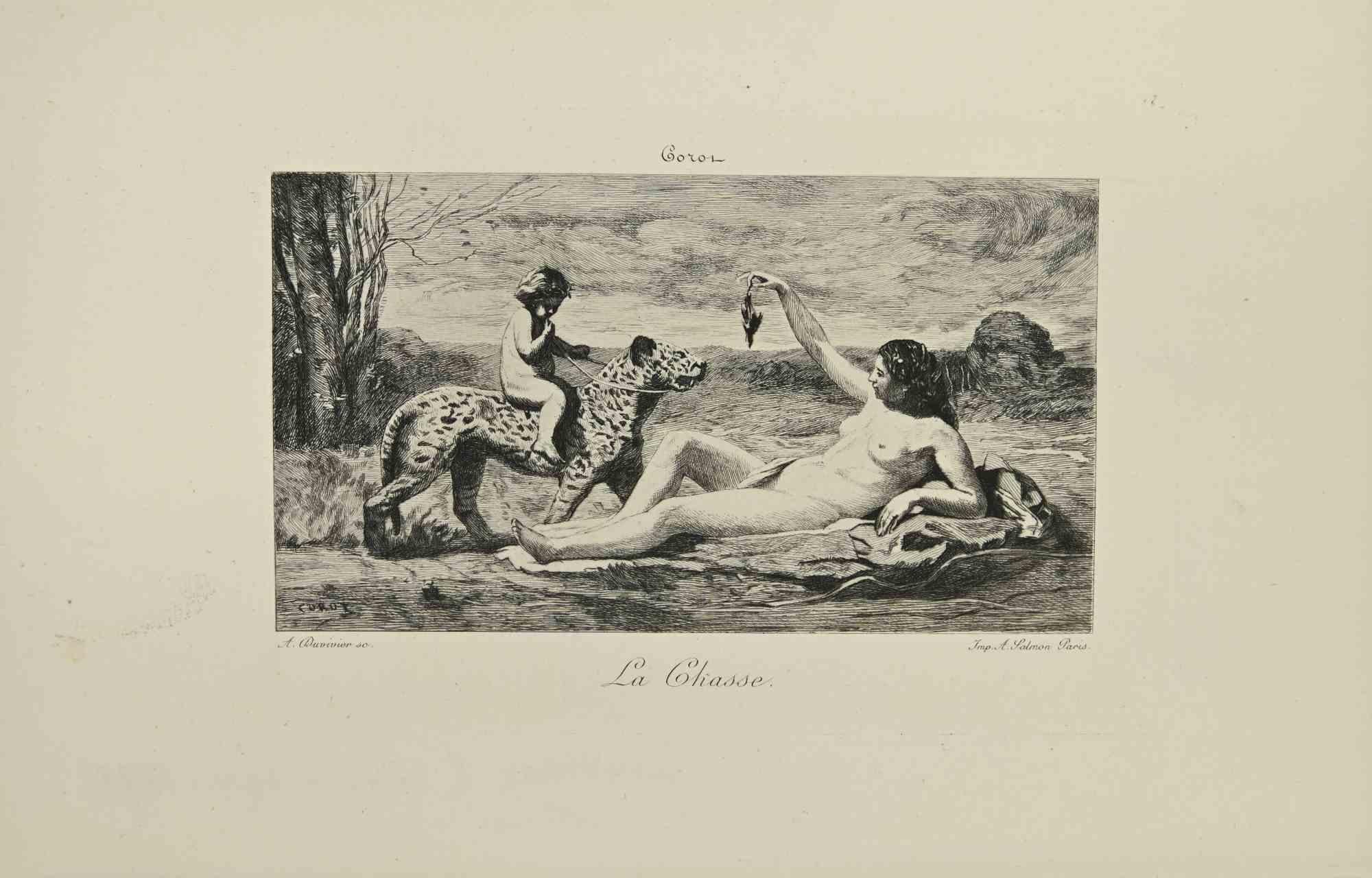 Nymph and Tiger after Corot is a print realized by A. Duvivier in the late 19th Century.

Etching on paper, Paris, France.

Signed on the plate, titled

Good conditions 