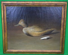 « Golden Eye Decoy », huile sur lin d'Albert Edward Sandecki (Américain, né en 1935)