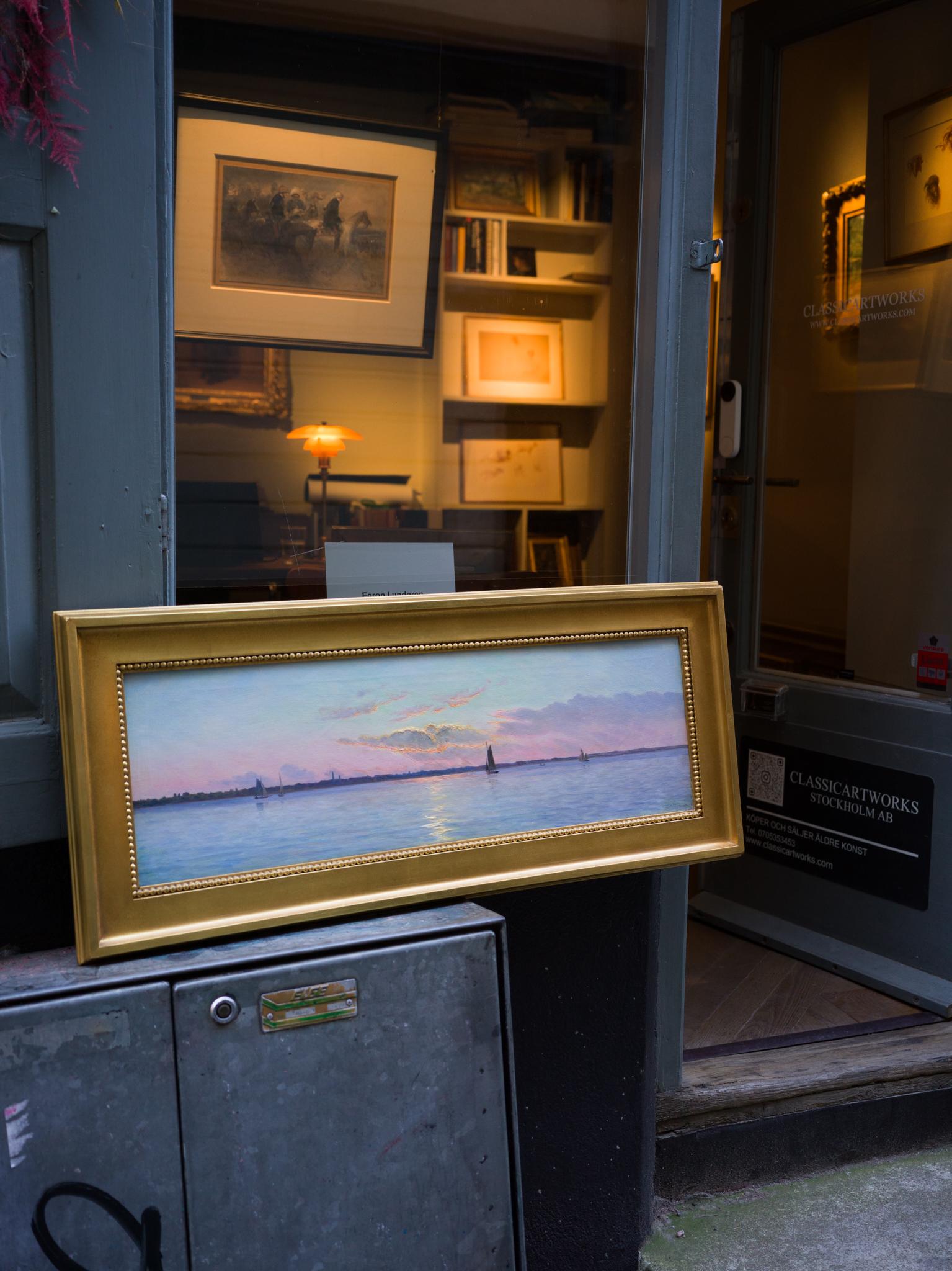 Sonnenuntergang vor der Küste von Hellerup, Dänemark (Realismus), Painting, von Albert Edward Wang