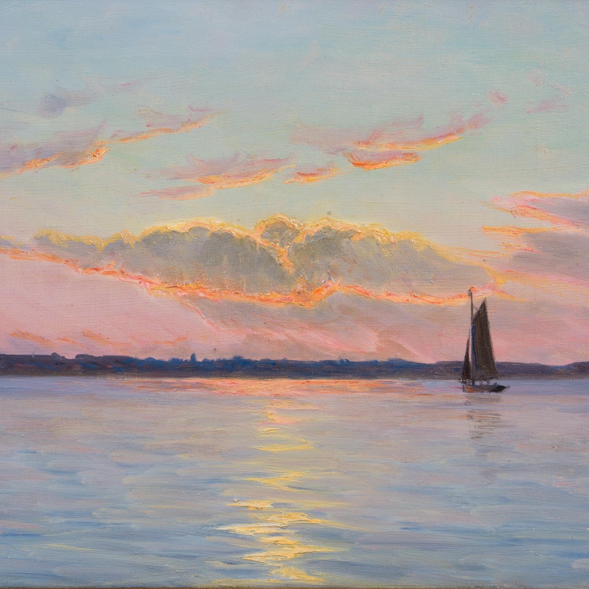 Sonnenuntergang vor der Küste von Hellerup, Dänemark im Angebot 1