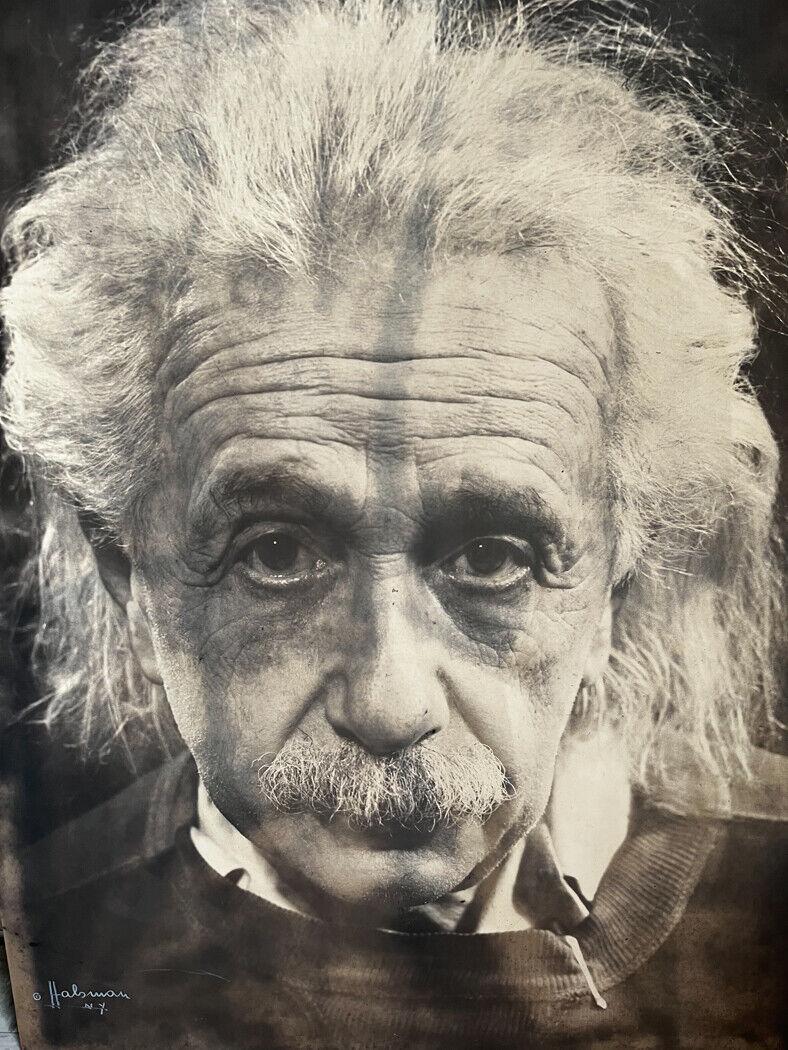  Albert Einstein Photograph by Philippe Halsman.  Halsman Gallery Stamp on the reverse.

Additional Information: 
Type: Photograph
Weight Approx., 4 lb
Dimension: 29 inches x 39.5 inches
Condition: uneven toning, a couple notable scuffs and