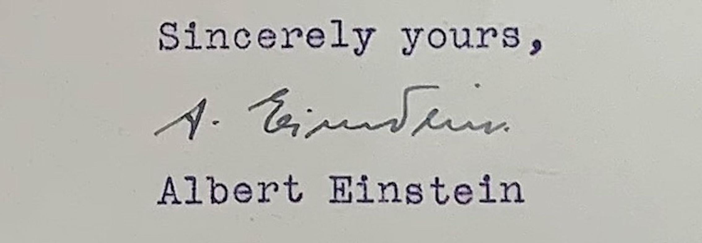 Albert Einstein Typed and Signed Letter with Certificate of Authenticity  In Good Condition For Sale In Jersey, GB