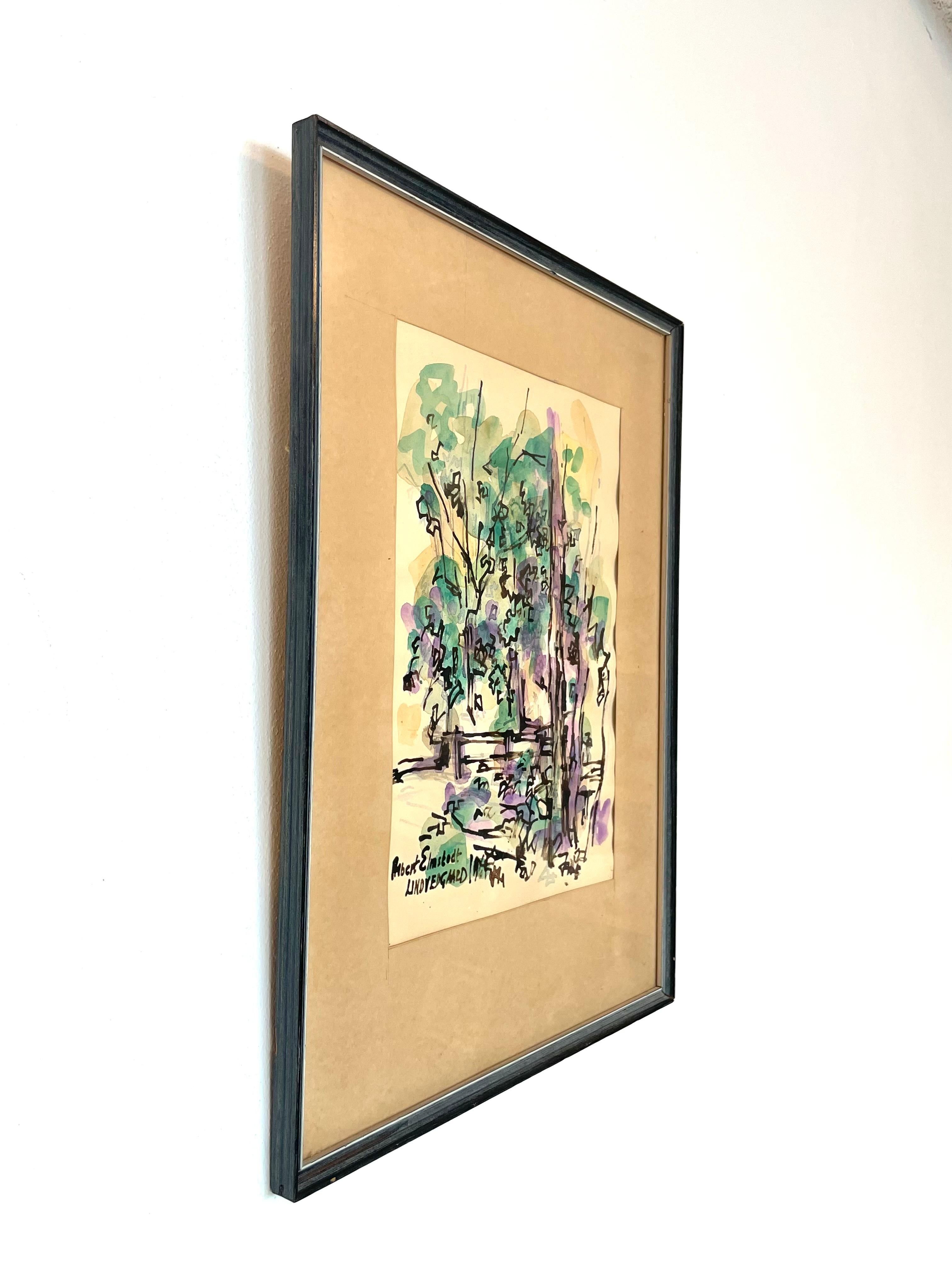 Albert Elmstedt (1895-1976) mittelalterliche expressionistische abstrakte Zeichnung im Angebot 2