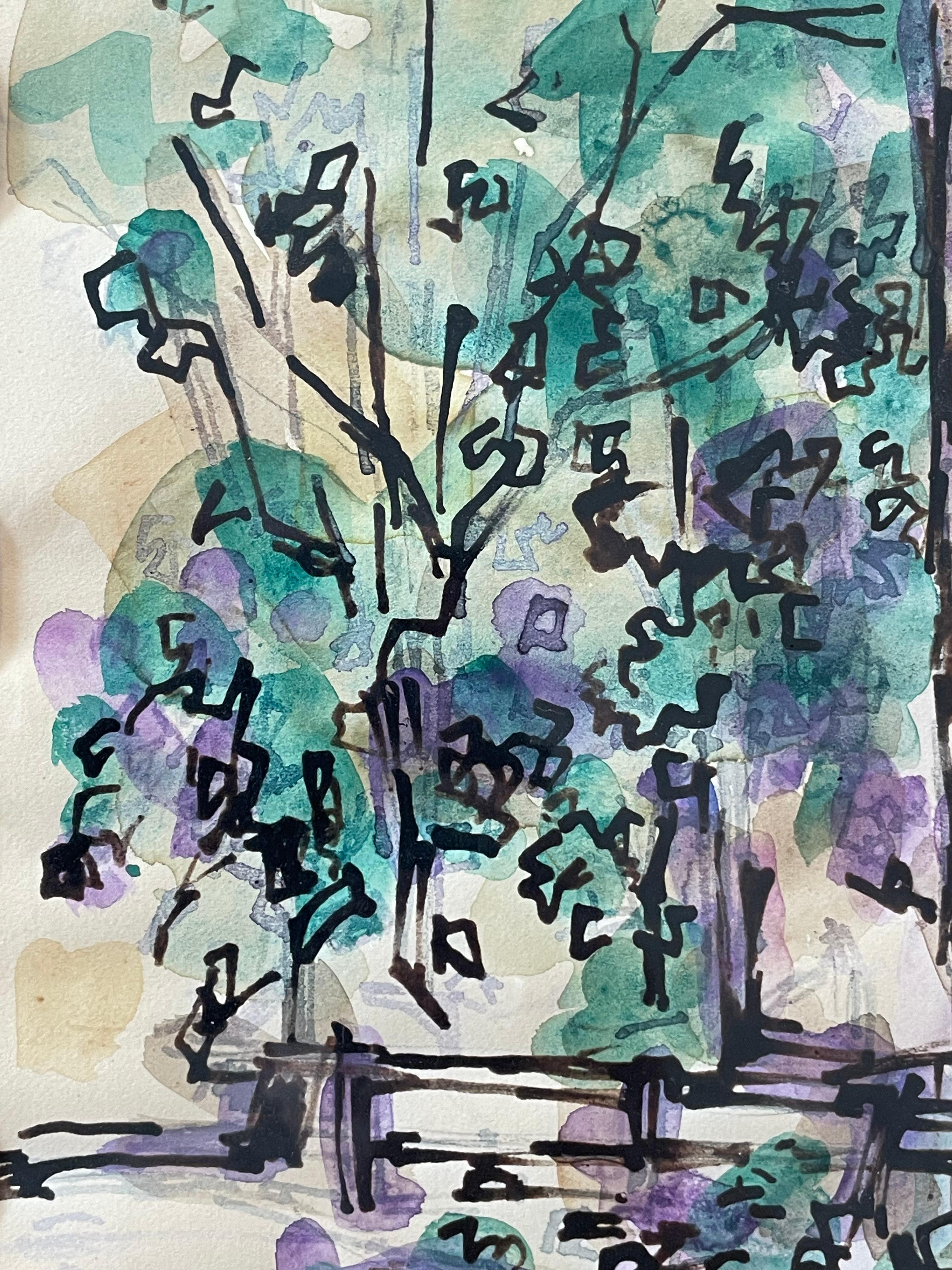 Albert Elmstedt (1895-1976) mittelalterliche expressionistische abstrakte Zeichnung (Dänisch) im Angebot