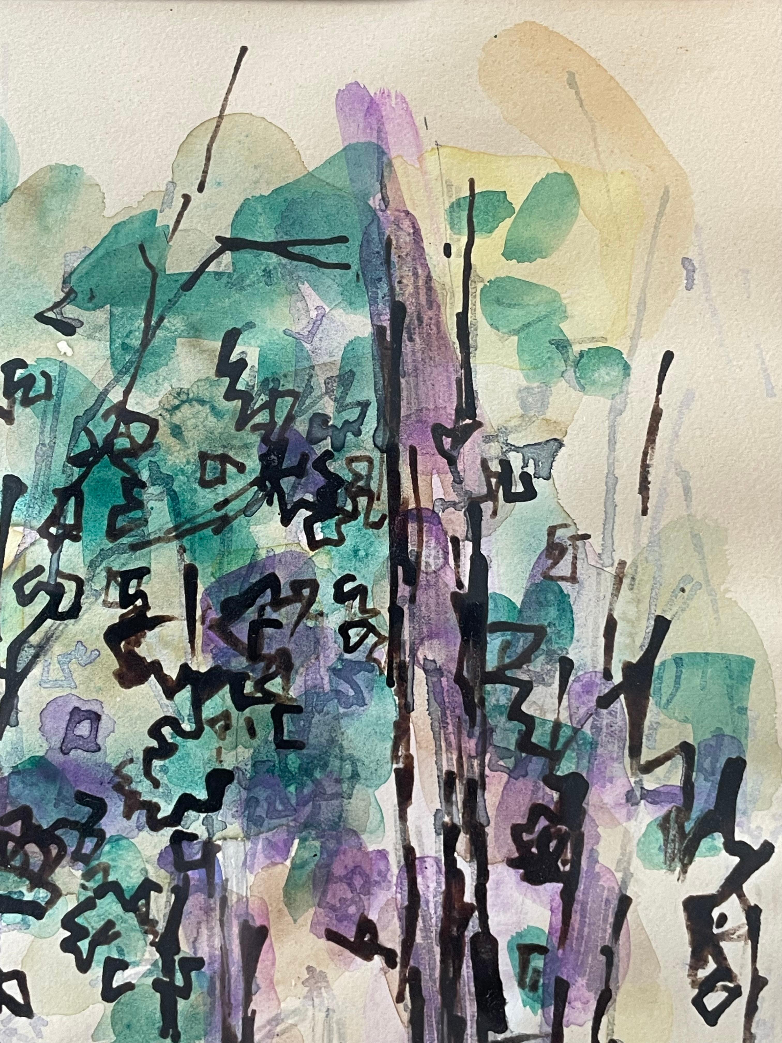Albert Elmstedt (1895-1976) mittelalterliche expressionistische abstrakte Zeichnung (Gemalt) im Angebot