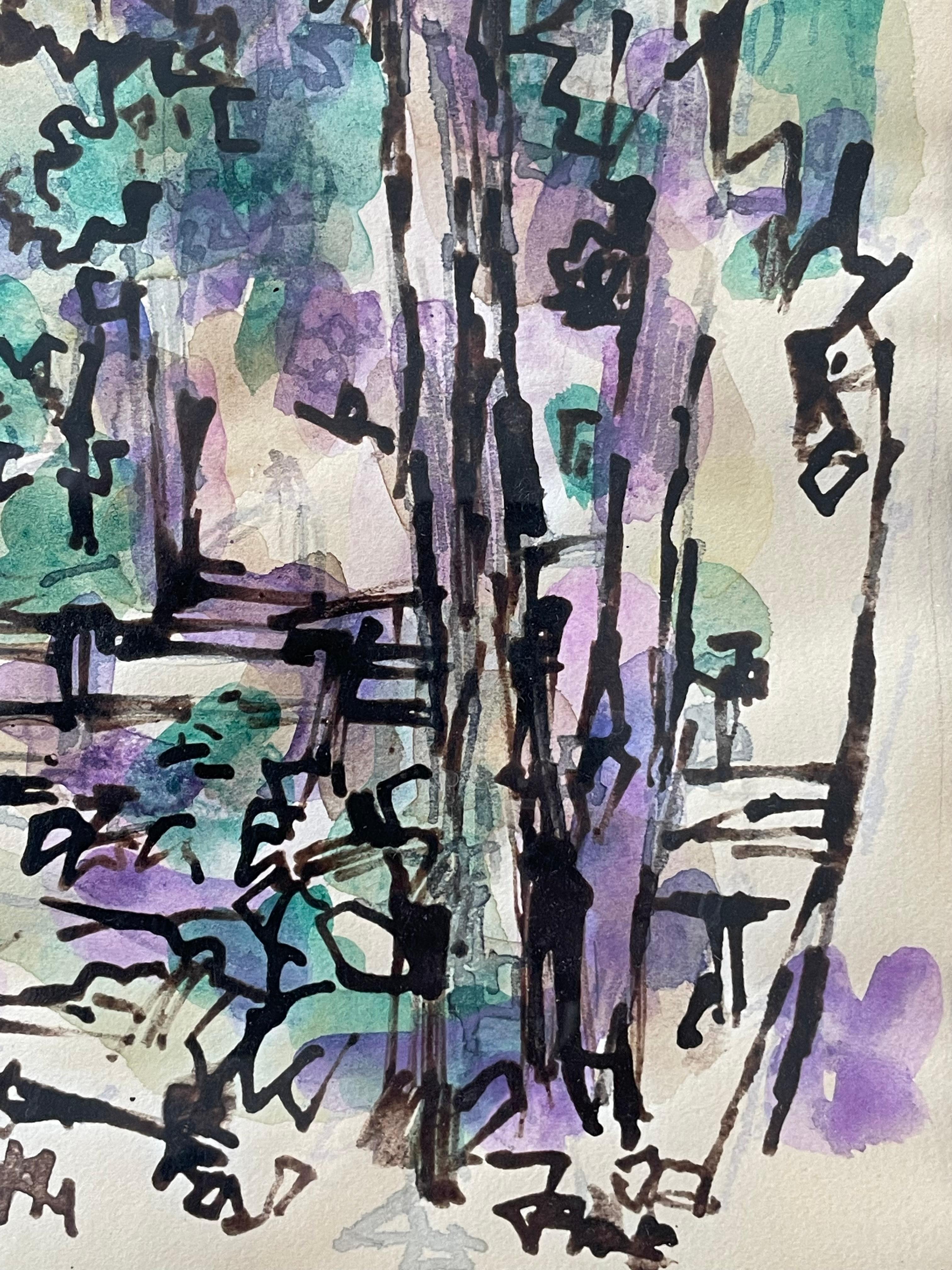 Albert Elmstedt (1895-1976) mittelalterliche expressionistische abstrakte Zeichnung im Zustand „Gut“ im Angebot in Ebberup, DK
