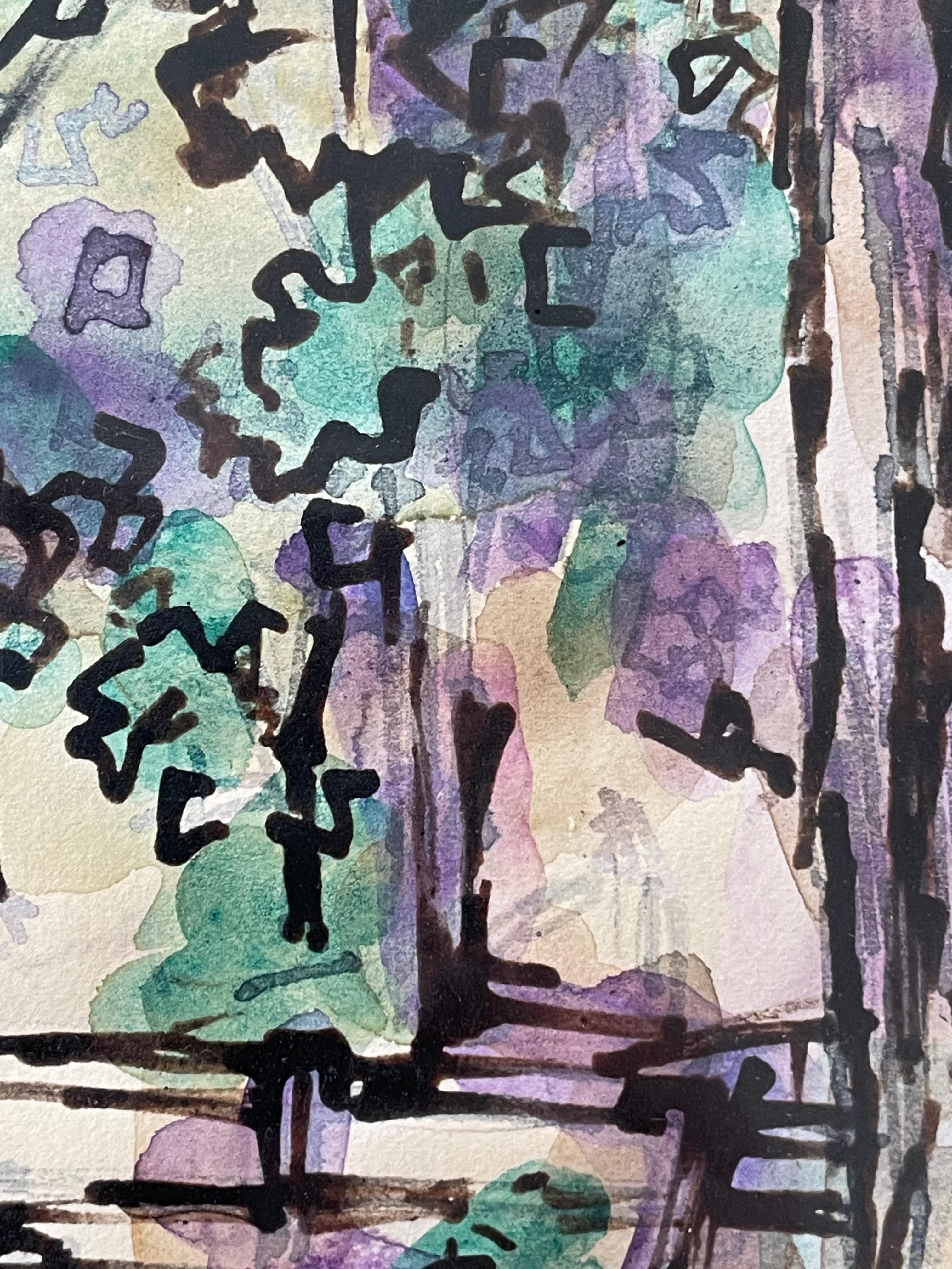 Albert Elmstedt (1895-1976) mittelalterliche expressionistische abstrakte Zeichnung (20. Jahrhundert) im Angebot