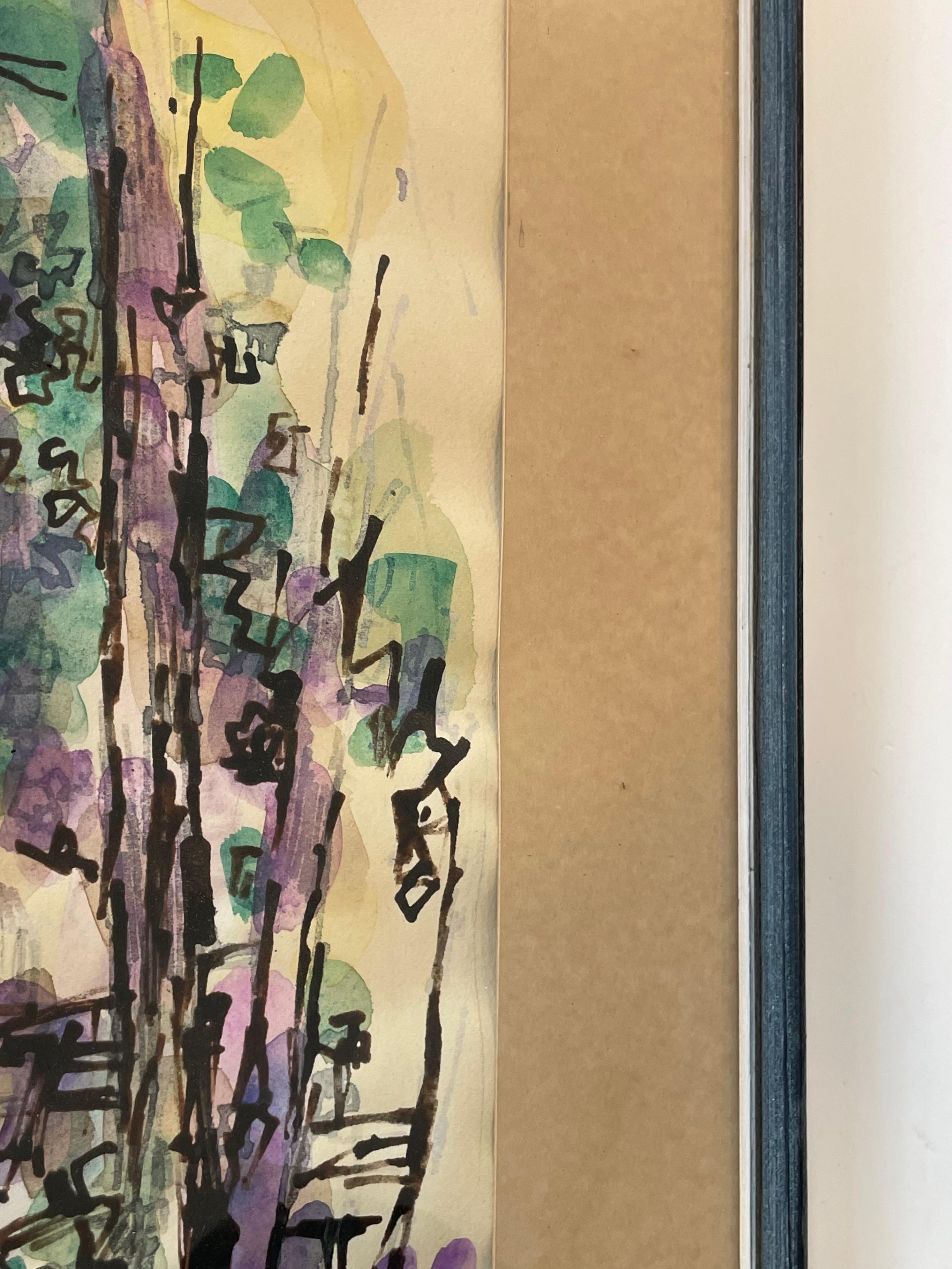 Albert Elmstedt (1895-1976) mittelalterliche expressionistische abstrakte Zeichnung im Angebot 1