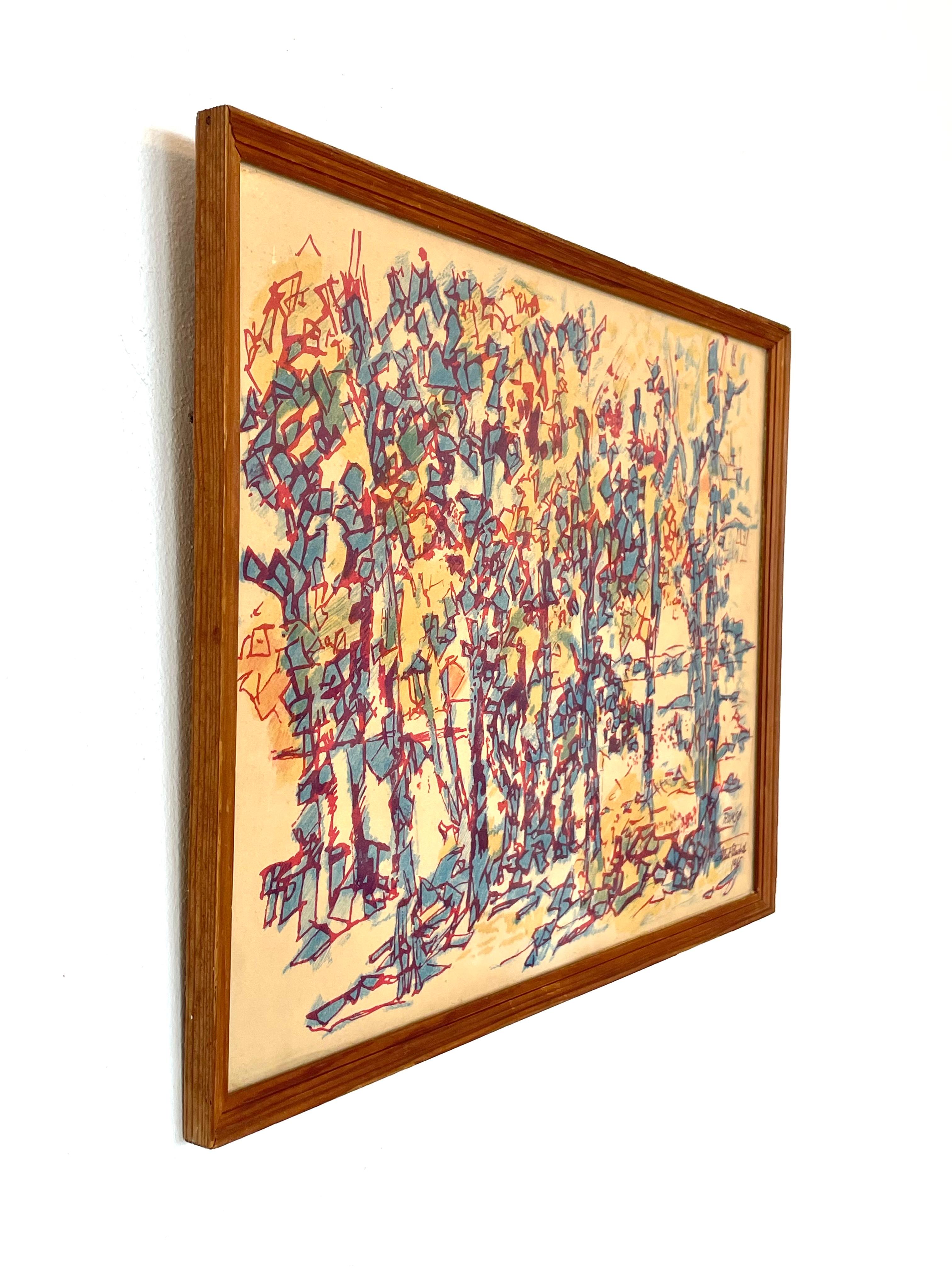 Albert Elmstedt (1895-1976) Jahrgang Mitte des Jahrhunderts expressionistische abstrakte Zeichnung im Angebot 3