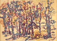 Mid century Albert Elmstedt (1895-1976) vintage expressionist abstract etching