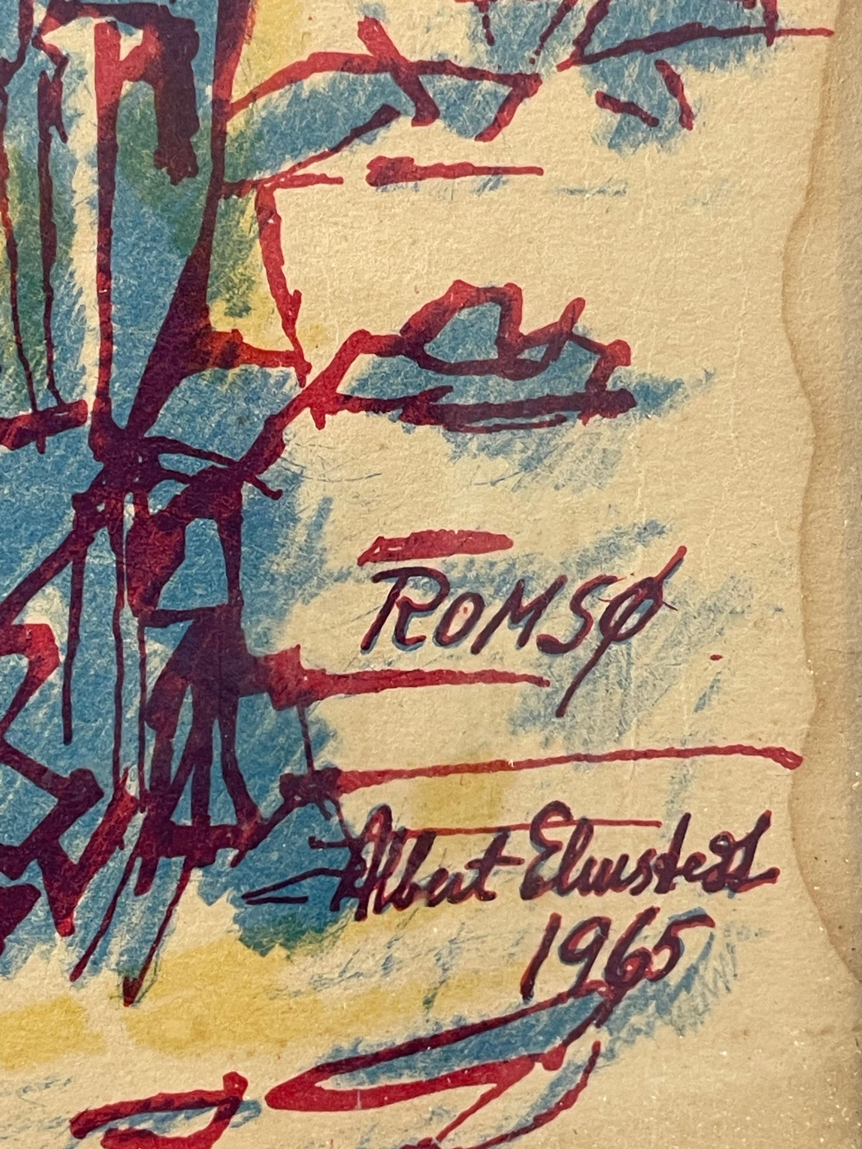 Albert Elmstedt (1895-1976) Jahrgang Mitte des Jahrhunderts expressionistische abstrakte Zeichnung (Dänisch) im Angebot