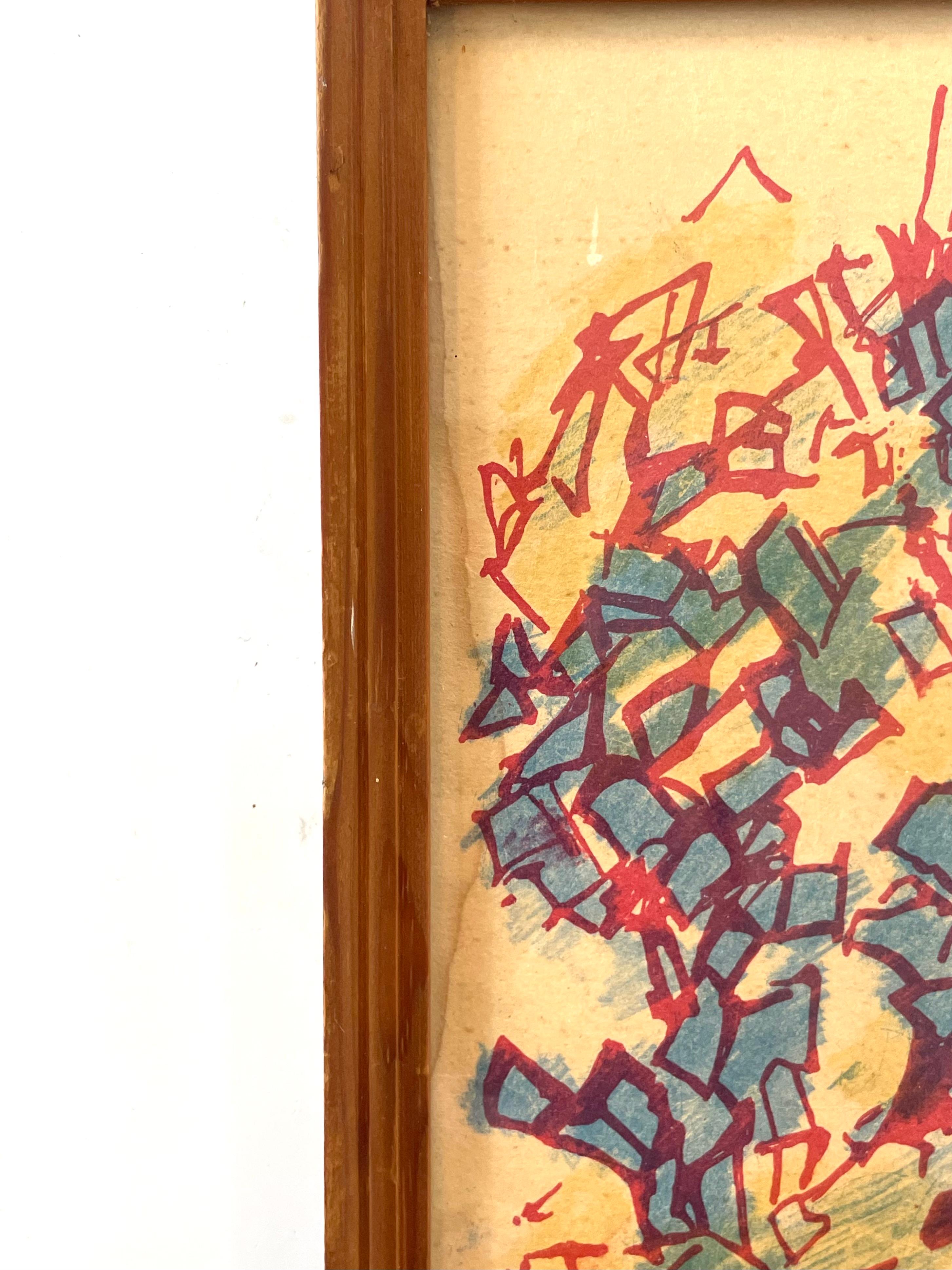 Albert Elmstedt (1895-1976) Jahrgang Mitte des Jahrhunderts expressionistische abstrakte Zeichnung (Farbe) im Angebot