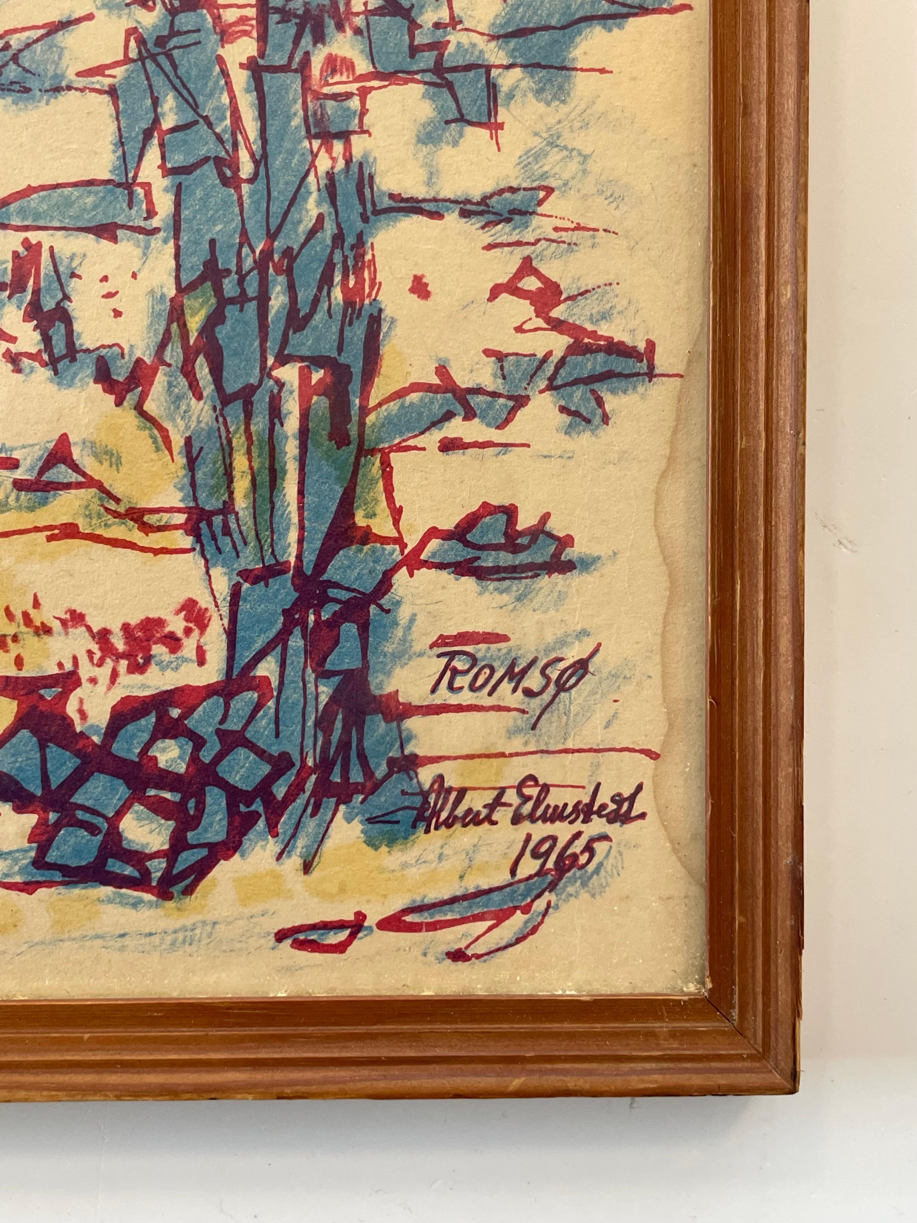 Albert Elmstedt (1895-1976) Jahrgang Mitte des Jahrhunderts expressionistische abstrakte Zeichnung im Angebot 1
