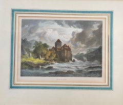 Le chateau de Chillon, Switzerland by Albert Emil Kirchner - Engraving 20x27 cm