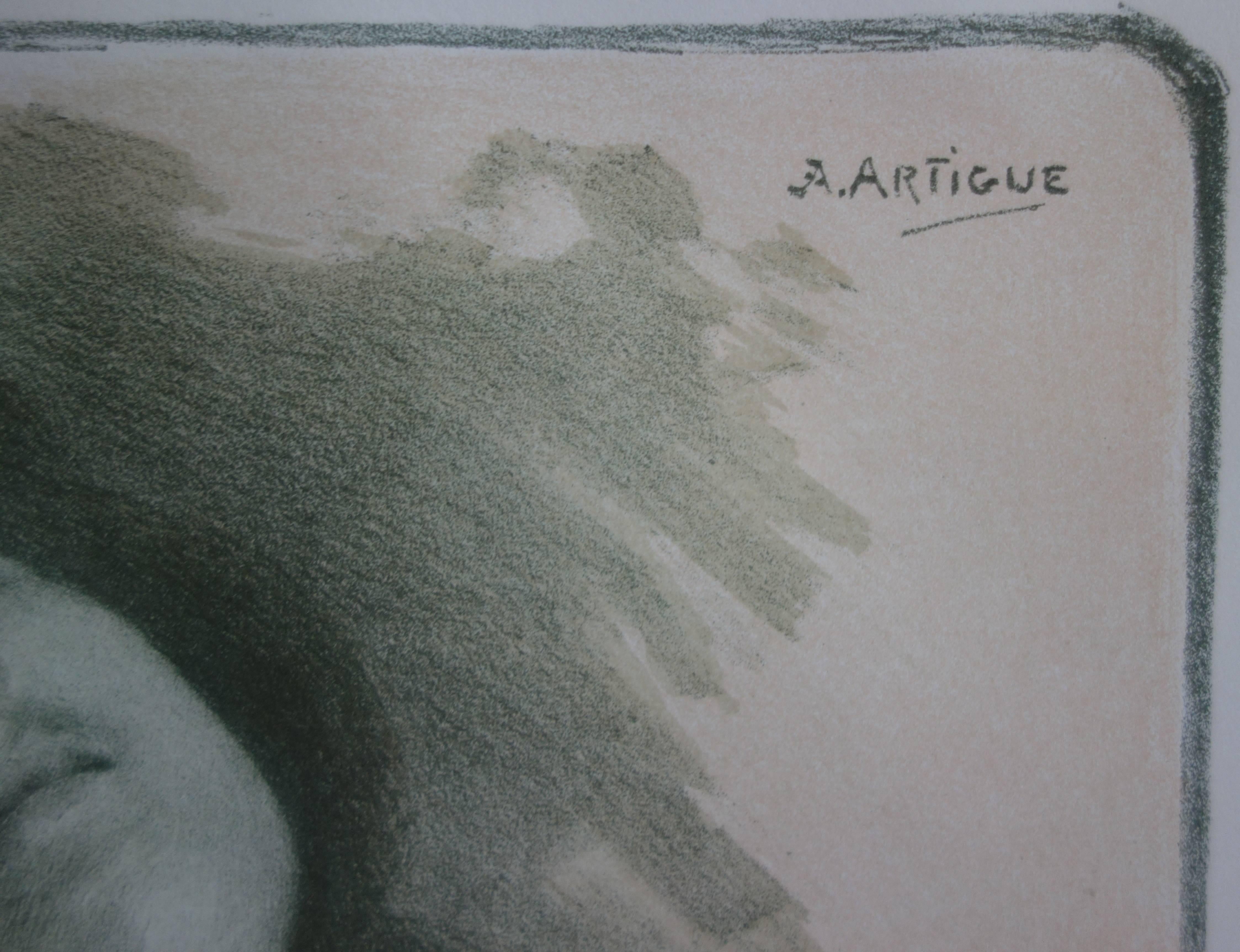 Albine (Asleep Woman) - Original lithograph (1897/98) - Print by Albert Emile Artigue